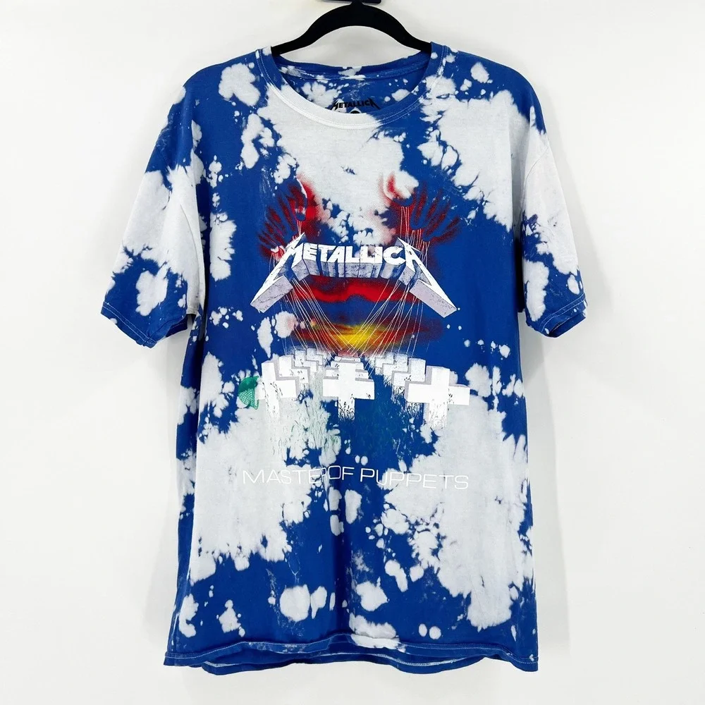 NWOT Metallica Master of Puppets Bleach Tie Dye T Shirt Graphic Band Tee